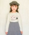 ベビー服 女の子 子ども服 キッズ ジュニア ピアノ 音符 刺? リボン つき カットソー ロンT オフホワイト(11) モデル画像全身