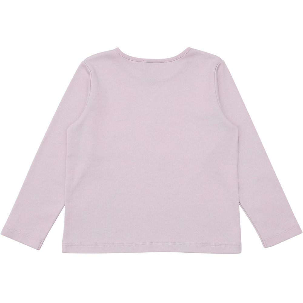 ベビー服 女の子 子ども服 キッズ ジュニア ピアノ 音符 刺? リボン つき カットソー ロンT パープル(91) 背面