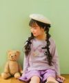ベビー服 女の子 ピアノ 音符 刺? リボンつきTシャツ パープル(91) モデル画像1