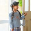 ベビー服 女の子 馬車 お城 ロゴ お花 刺繍 リボン付き 裏毛トレーナー