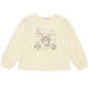ベビー服 女の子 子ども服 キッズ 馬車 お城 ロゴ お花 刺繍 リボン 付き 裏毛 アイボリー(12) 正面