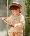 ベビー服 女の子 子ども服 キッズ 馬車 お城 ロゴ お花 刺繍 リボン 付き 裏毛 アイボリー(12) モデル画像アップ