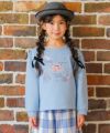 ベビー服 女の子 馬車 お城 ロゴ お花 刺繍 リボン付き 裏毛トレーナー ブルー(61) モデル画像1