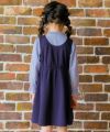 子供服 女の子 ストライプ柄シャツ 重ね着風 リボンワンピース ネイビー(06) モデル画像2