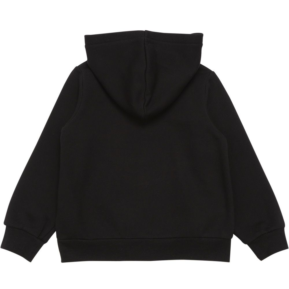ベビー服 女の子 あったか裏起毛 音符刺繍フード取り外し ジップアップパーカー ブラック(00) 背面