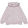 ベビー服 女の子 あったか裏起毛 音符刺繍フード取り外し ジップアップパーカー パープル(91) 正面