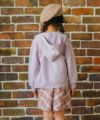 ベビー服 女の子 あったか裏起毛 音符刺繍フード取り外し ジップアップパーカー パープル(91) モデル画像全身