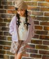子供服 女の子 オリジナルチェック柄 ダブルニットキュロットパンツ ベージュ(51) モデル画像全身