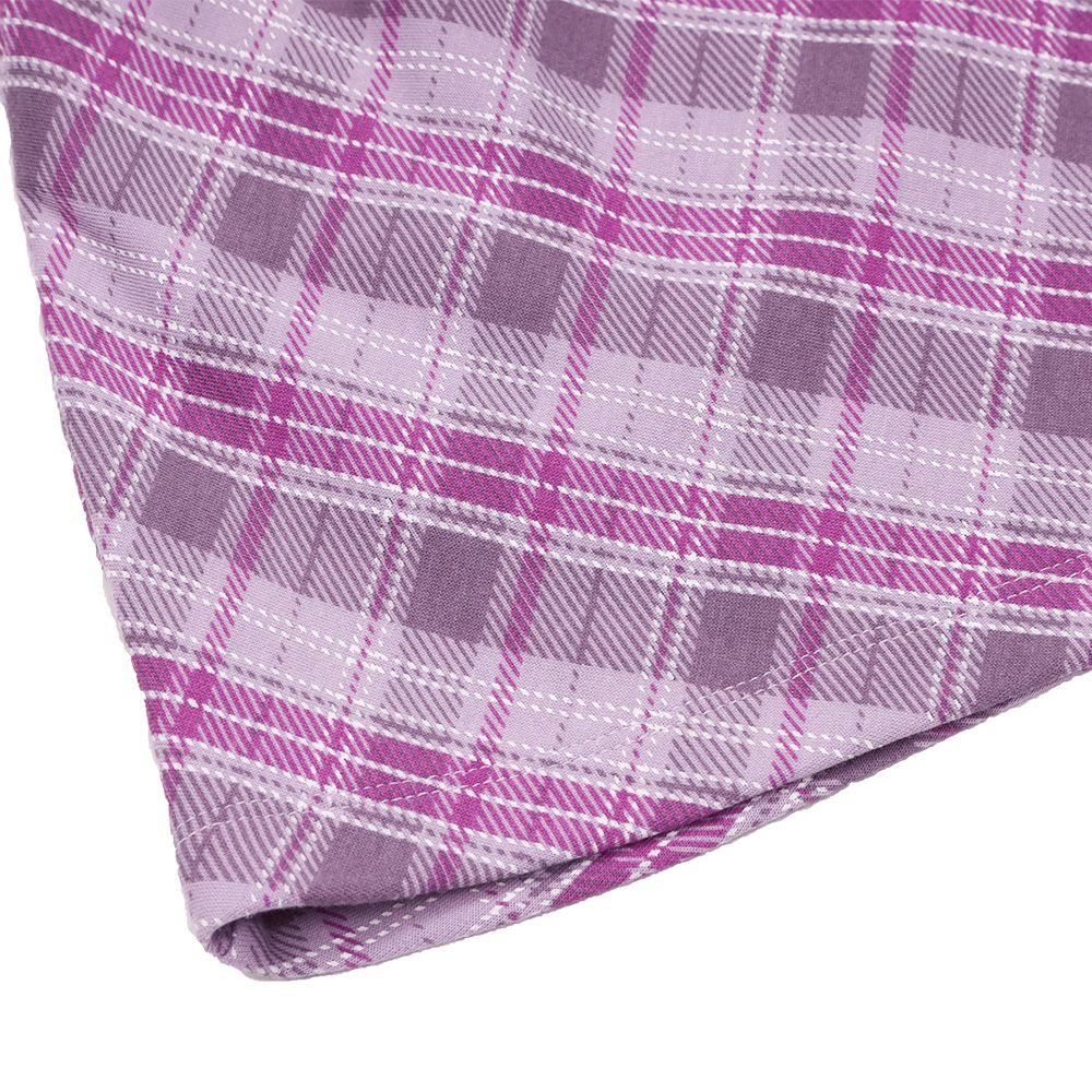 子供服 女の子 オリジナルチェック柄 ダブルニットキュロットパンツ パープル(91) デザインポイント1