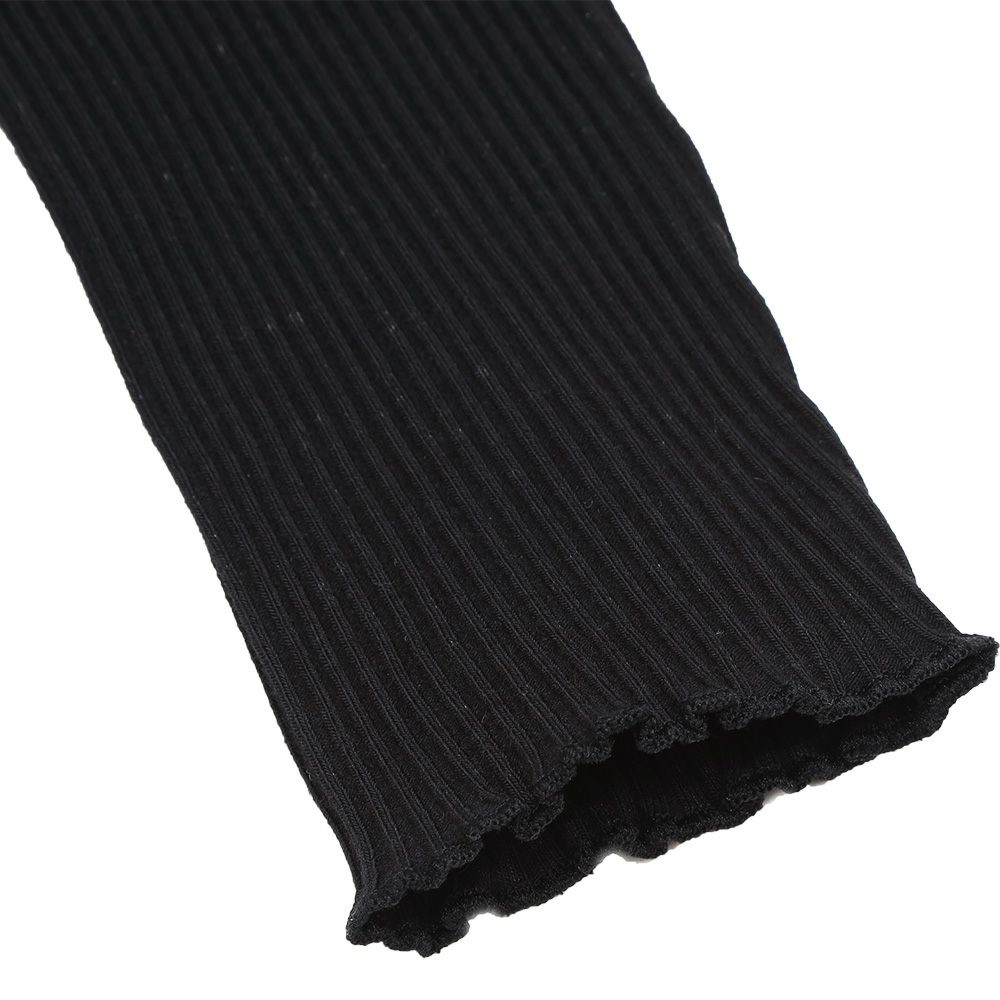 子供服 女の子 音符刺繍 ボタン襟付き 3wayリブカットソー ブラック(00) デザインポイント2