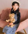 子供服 女の子 音符刺繍 ボタン襟付き 3wayリブカットソー ブラック(00) モデル画像アップ