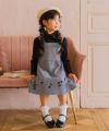 子供服 女の子 音符刺繍 ボタン襟付き 3wayリブカットソー ブラック(00) モデル画像2