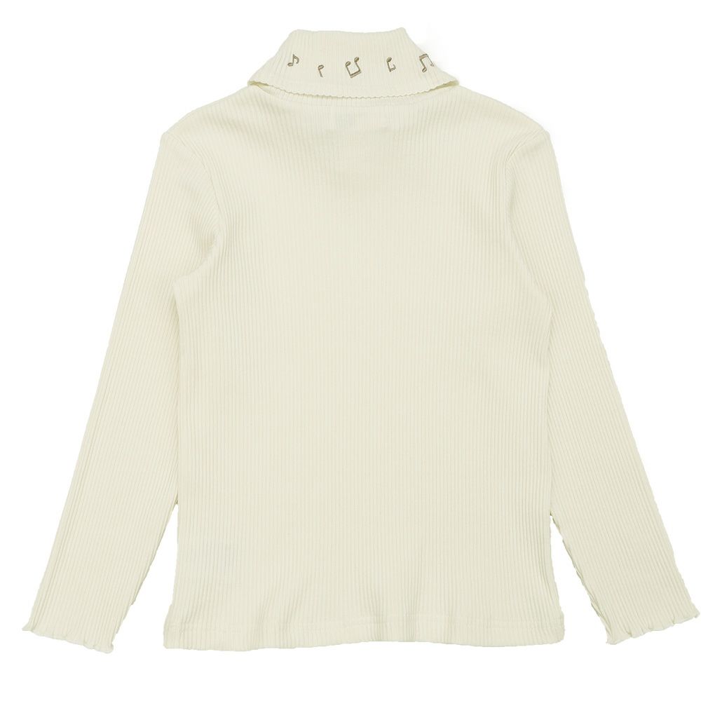 子供服 女の子 子ども服 こども キッズ ジュニア 音符刺繍 ボタン襟付き タートルネック リブ カットソー オフホワイト(11) 背面