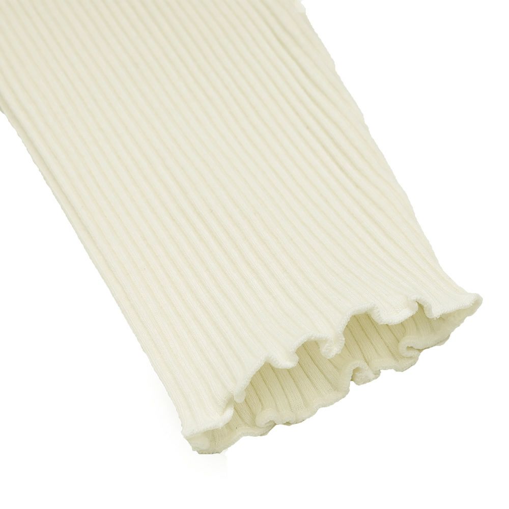 子供服 女の子 子ども服 こども キッズ ジュニア 音符刺繍 ボタン襟付き タートルネック リブ カットソー オフホワイト(11) デザインポイント2