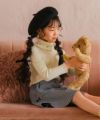 子供服 女の子 音符刺繍 ボタン襟付き 3wayリブカットソー オフホワイト(11) モデル画像アップ