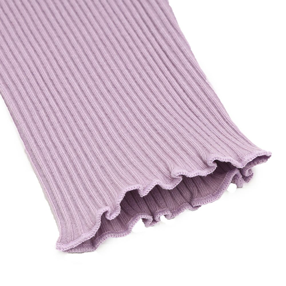 子供服 女の子 子ども服 こども キッズ ジュニア 音符刺繍 ボタン襟付き タートルネック リブ カットソー パープル(91) デザインポイント2