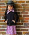 子供服 女の子 音符刺繍 ボタン襟付き 3wayリブカットソー パープル(91) モデル画像2