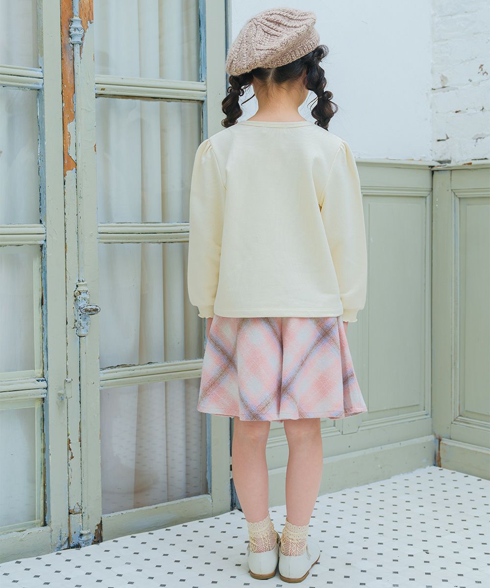 ベビー服 女の子 ティーカップ ロゴ刺繍 裏毛トレーナー アイボリー(12) モデル画像2