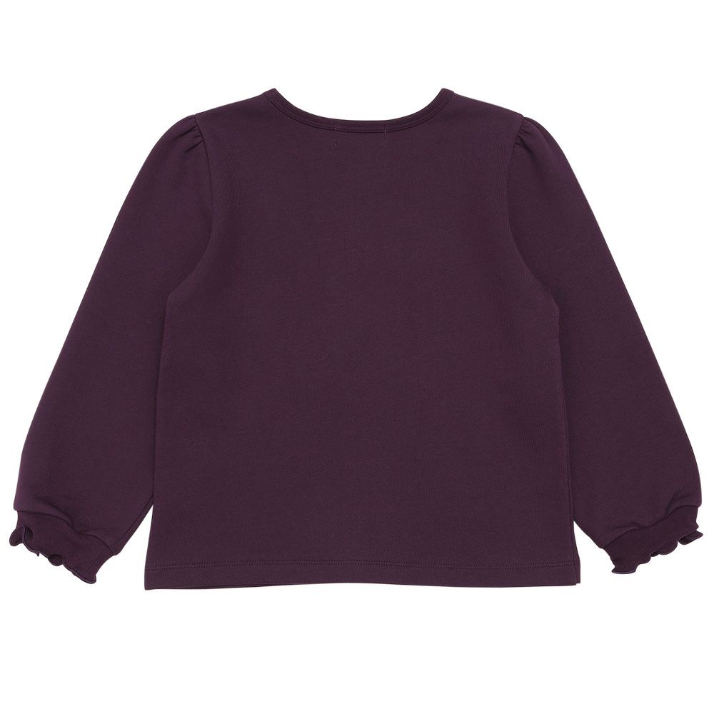ベビー服 女の子 ティーカップ ロゴ刺繍 裏毛トレーナー パープル(91) 背面