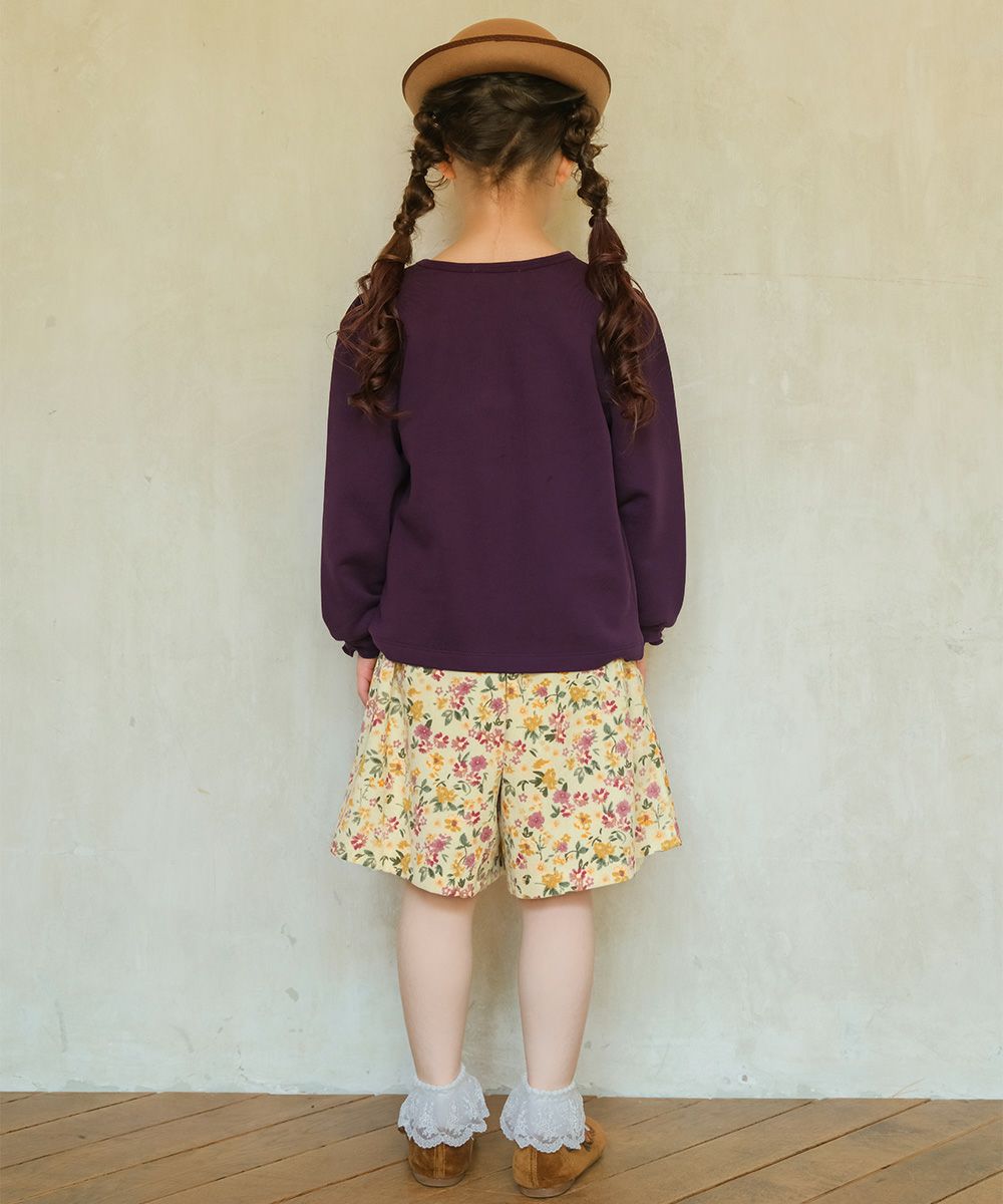 ベビー服 女の子 ティーカップ ロゴ刺繍 裏毛トレーナー パープル(91) モデル画像2