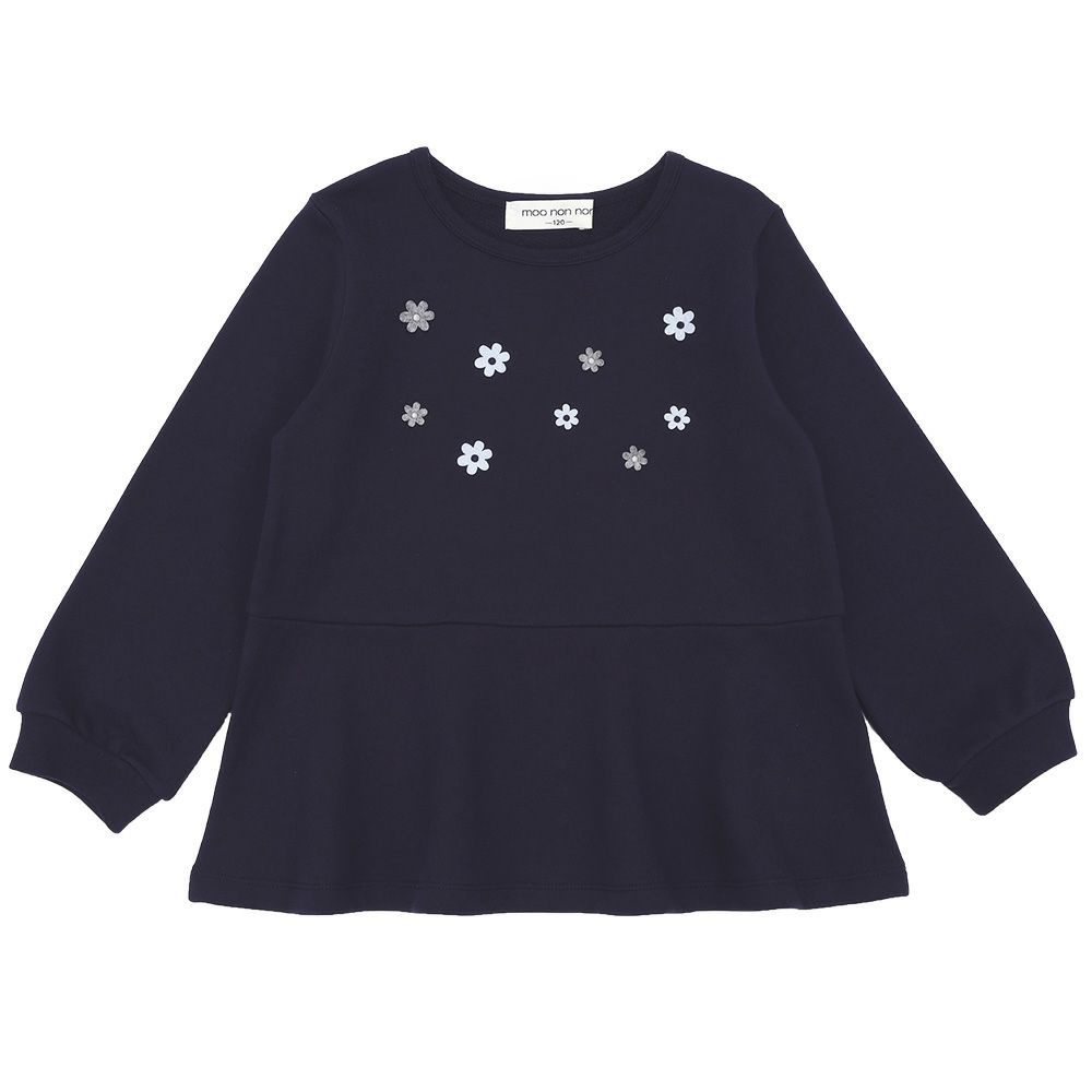 福袋クーポン対象】お花モチーフ付き Aライン 裏毛トレーナー｜ベビー