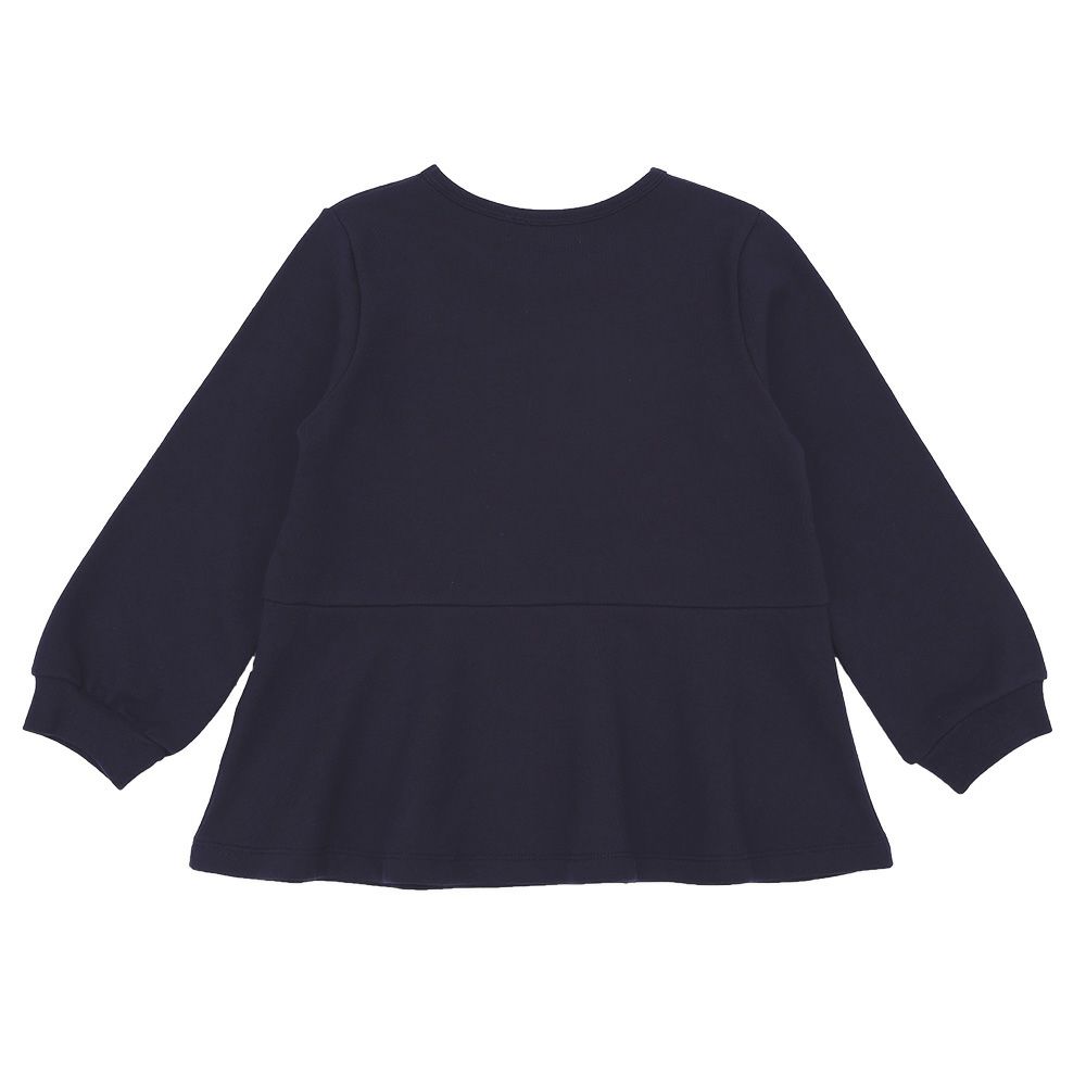 ベビー服 女の子 お花モチーフ付き Aライン 裏毛トレーナー ネイビー(06) 背面