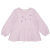 ベビー服 女の子 お花モチーフ付き Aライン 裏毛トレーナー パープル(91) 正面