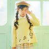 ベビー服 女の子 音符刺繍 バックリボンつき裏毛トレーナー