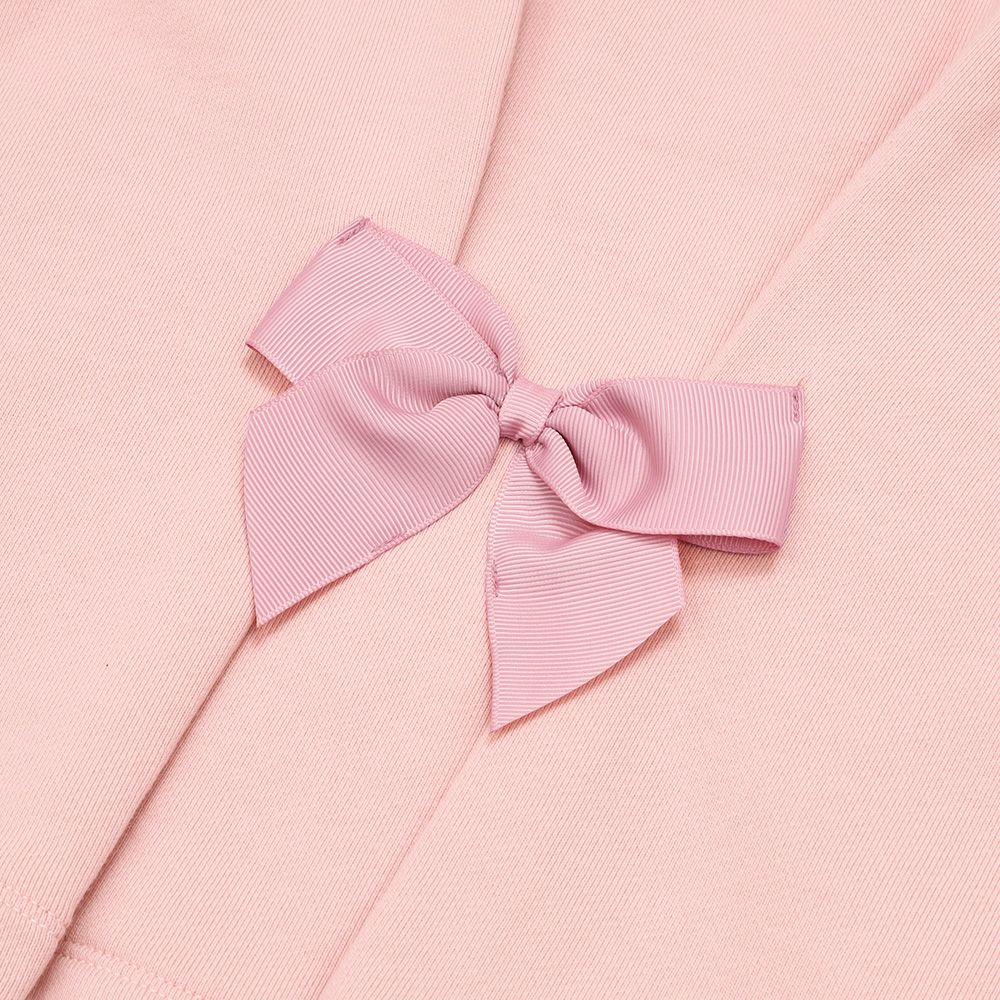 ベビー服 女の子 子ども服 キッズ 音符 刺繍 チェック 千鳥 バック リボン 付き Aライン ピンク(02) デザインポイント2