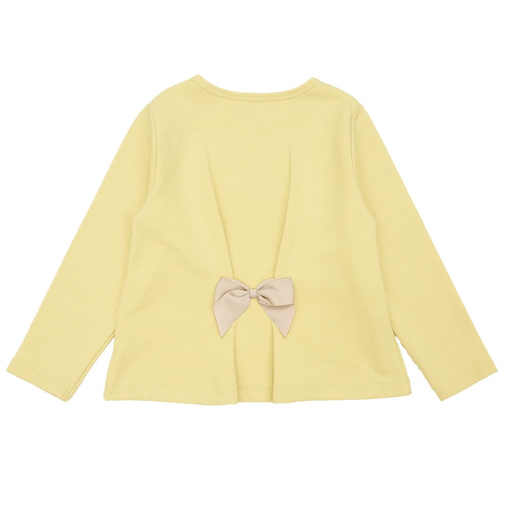 ベビー服 女の子 子ども服 キッズ 音符 刺繍 チェック 千鳥 バック リボン 付き Aライン イエロー(04) 背面