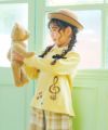 ベビー服 女の子 音符刺繍 バックリボンつき裏毛トレーナー イエロー(04) モデル画像1