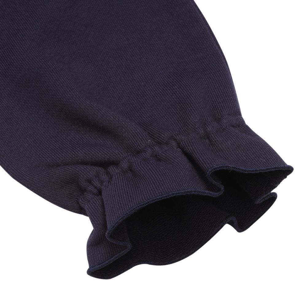 ベビー服 女の子 リボン刺繍 お花モチーフ付き 裏毛トレーナー ネイビー(06) デザインポイント2