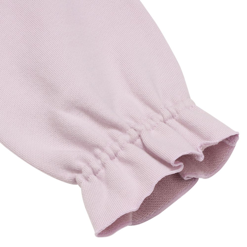 ベビー服 女の子 リボン刺繍 お花モチーフ付き 裏毛トレーナー パープル(91) デザインポイント2