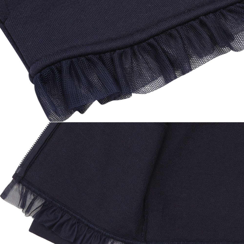 ベビー服 女の子 リボンつき チュールフリル 裏毛カーディガン ネイビー(06) デザインポイント2