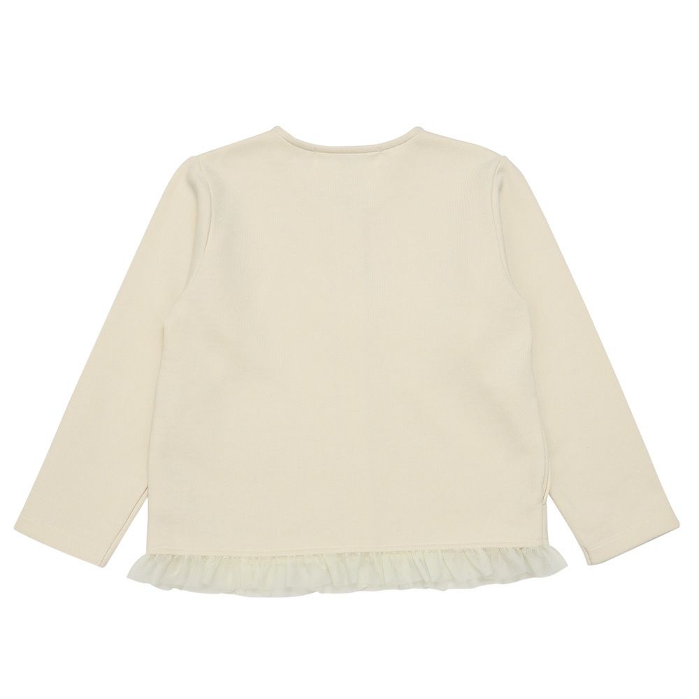 ベビー服 女の子 リボンつき チュールフリル 裏毛カーディガン アイボリー(12) 背面