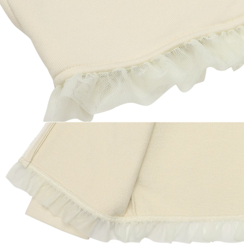 ベビー服 女の子 リボンつき チュールフリル 裏毛カーディガン アイボリー(12) デザインポイント2
