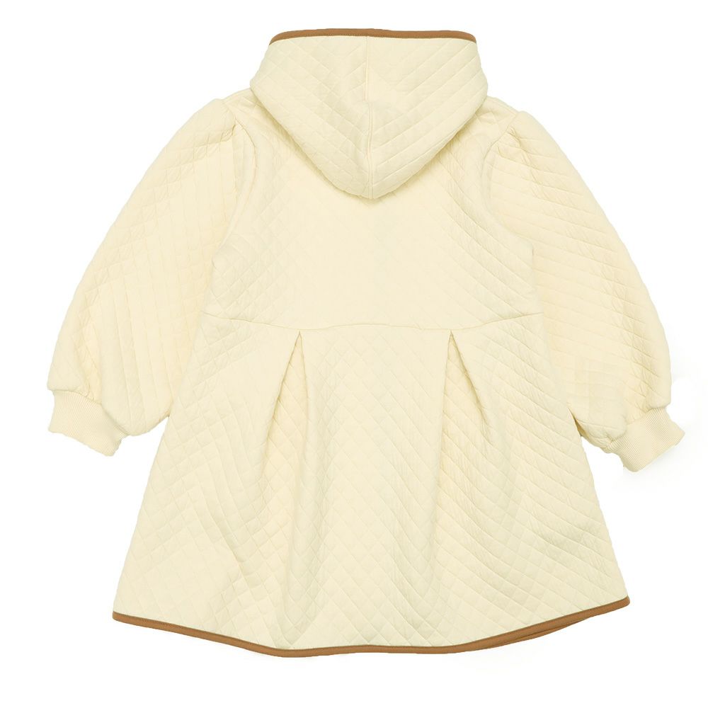 ベビー服 女の子 子ども服 こども キッズ ジュニア キルトニット くるみボタン リボン付き フード取り外し可能 アイボリー(12) 背面