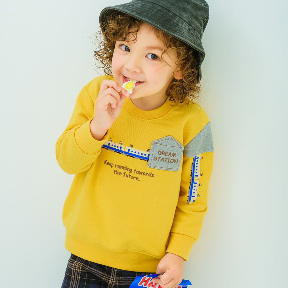 ベビー服 男の子 電車ワッペンつき 裏毛トレーナー