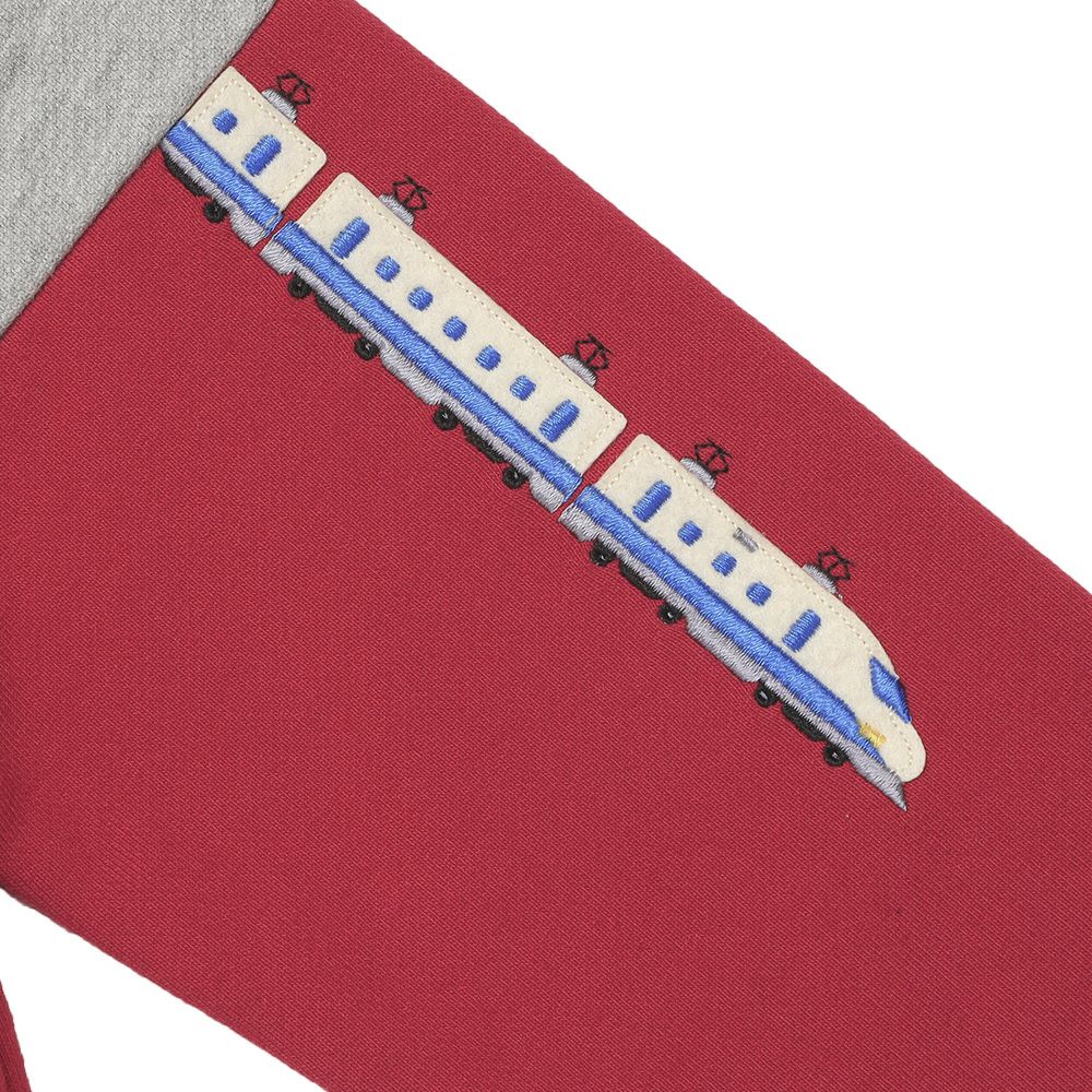 ベビー服 男の子 電車ワッペンつき 裏毛トレーナー レッド(03) デザインポイント2