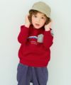 ベビー服 男の子 電車ワッペンつき 裏毛トレーナー レッド(03) モデル画像アップ