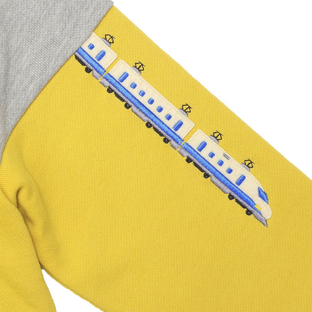 ベビー服 男の子 電車ワッペンつき 裏毛トレーナー イエロー(04) デザインポイント2