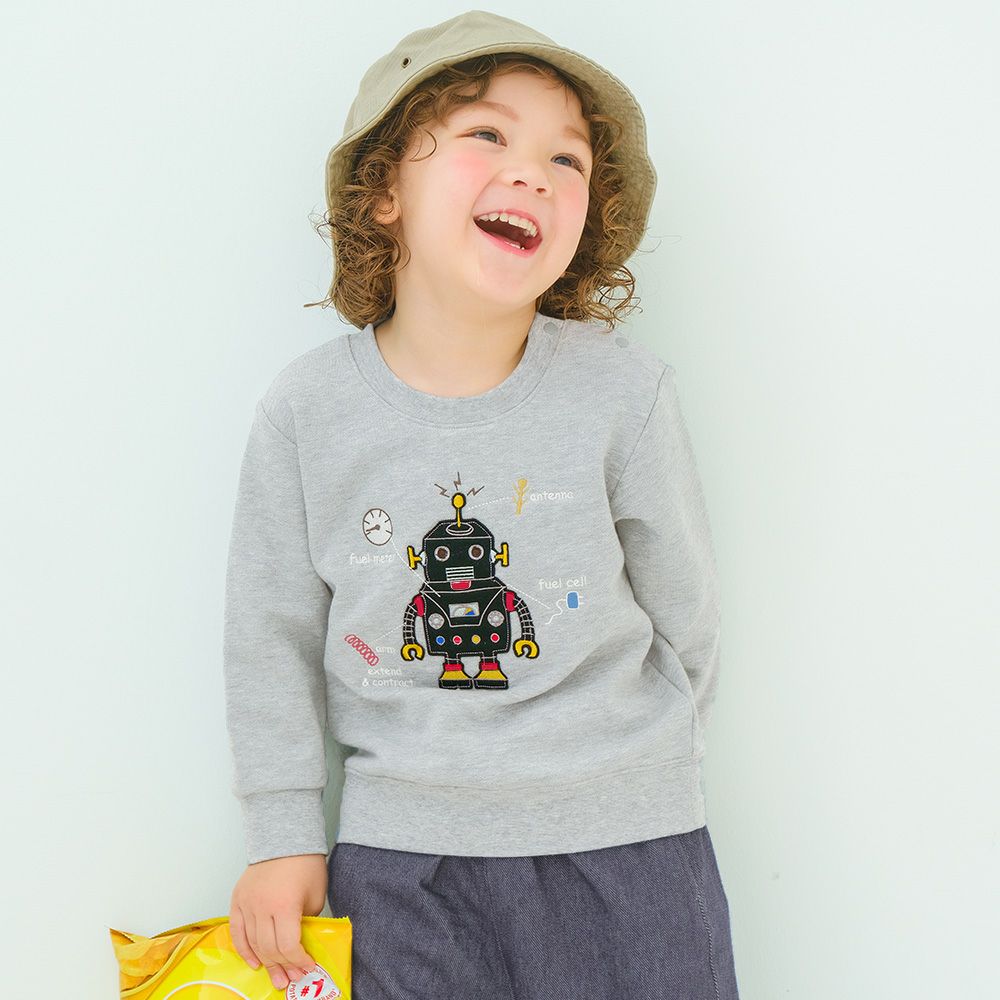 ベビー服 男の子 ロボットワッペン ロゴ刺繍 裏毛トレーナー