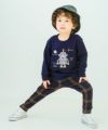 ベビー服 男の子 ロボットワッペン ロゴ刺繍 裏毛トレーナー ネイビー(06) モデル画像全身