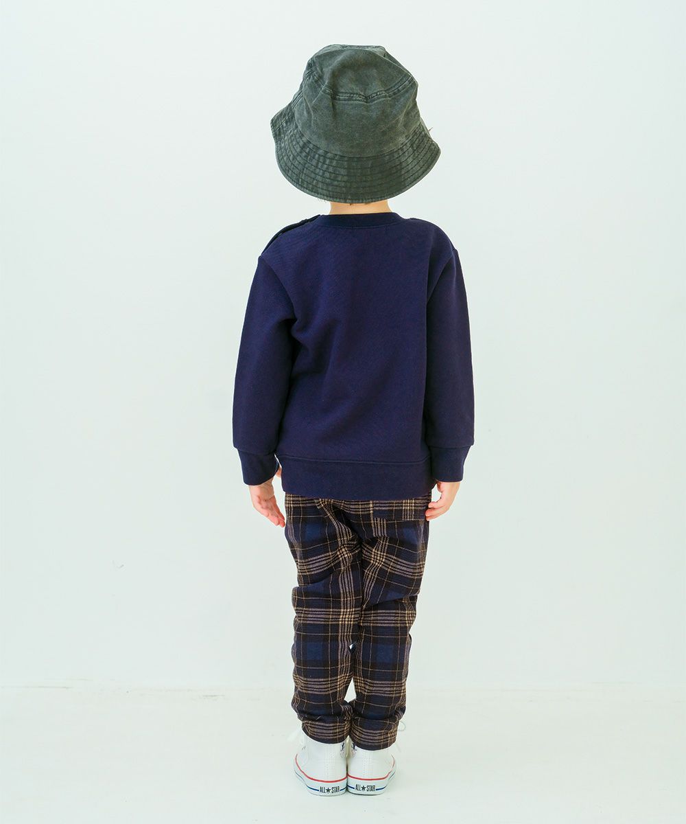 ベビー服 男の子 ロボットワッペン ロゴ刺繍 裏毛トレーナー ネイビー(06) モデル画像3