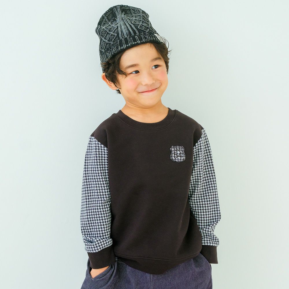 ベビー服 男の子 子ども服 こども服 キッズ 千鳥柄 ロゴ ワッペン 長そで 裏毛