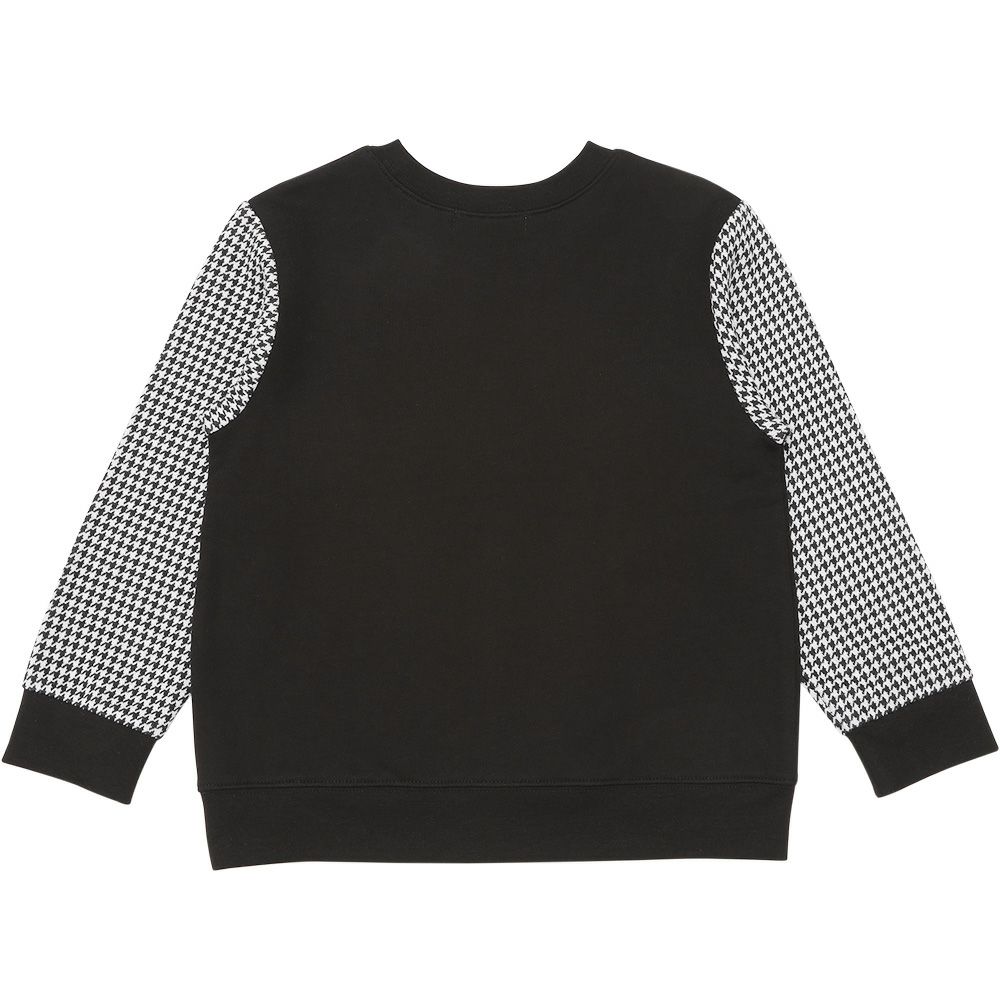 ベビー服 男の子 子ども服 こども服 キッズ 千鳥柄 ロゴ ワッペン 長そで 裏毛 ホワイト×ブラック(10) 背面