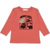 ベビー服 男の子 綿100％ 恐竜刺繍 フロッキープリントTシャツ オレンジ(07) 正面