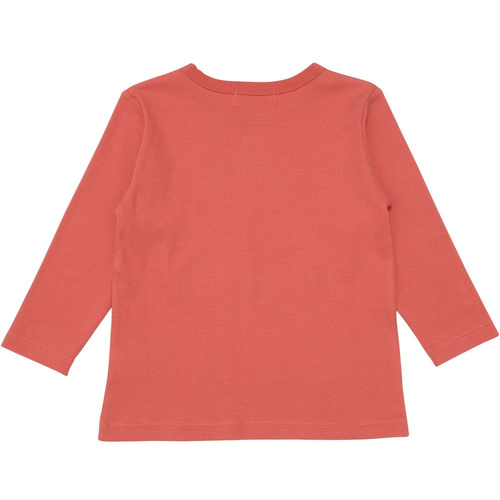 ベビー服 男の子 綿100％ 恐竜刺繍 フロッキープリントTシャツ オレンジ(07) 背面