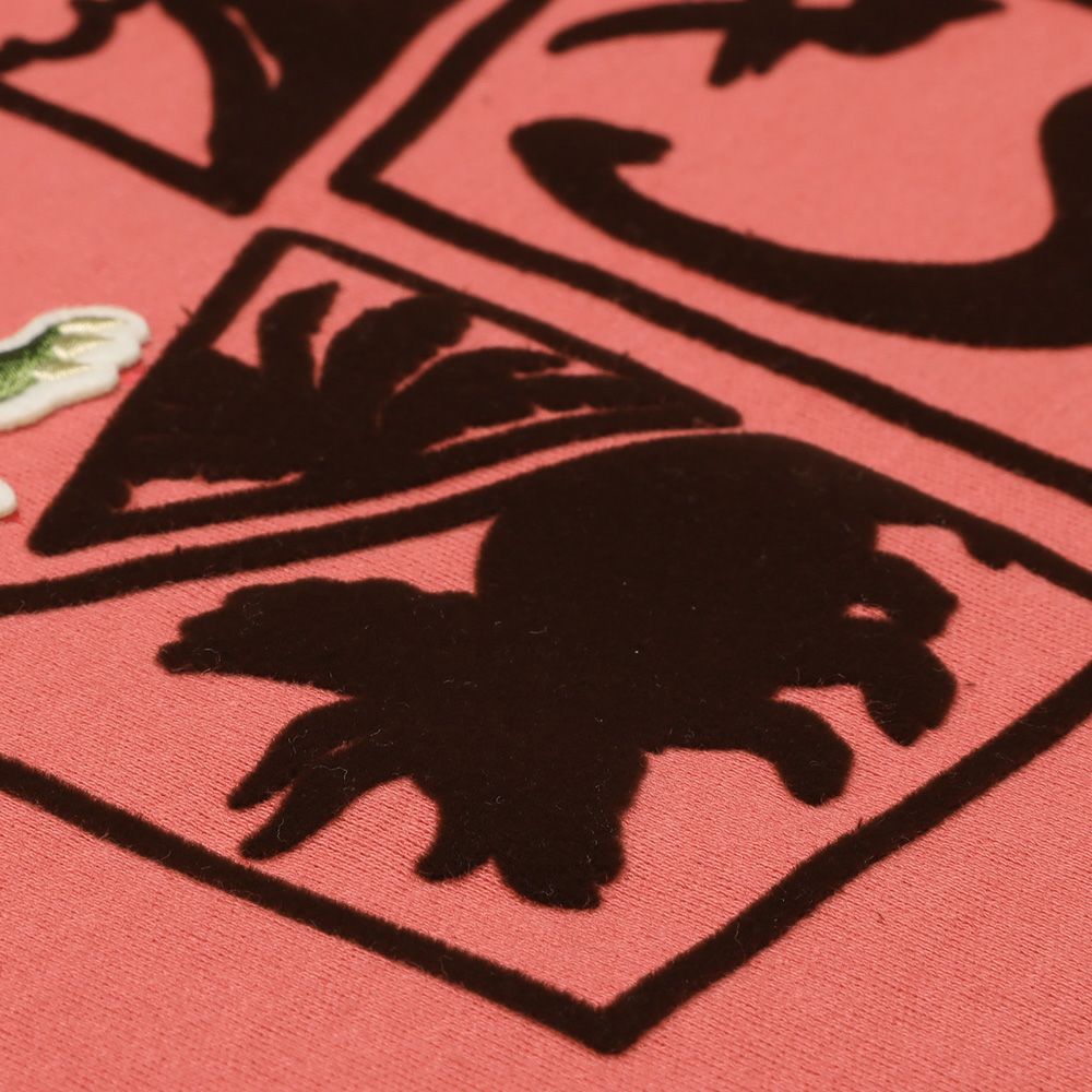 ベビー服 男の子 綿100％ 恐竜刺繍 フロッキープリントTシャツ オレンジ(07) デザインポイント2