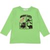 ベビー服 男の子 綿100％ 恐竜刺繍 フロッキープリントTシャツ グリーン(08) 正面